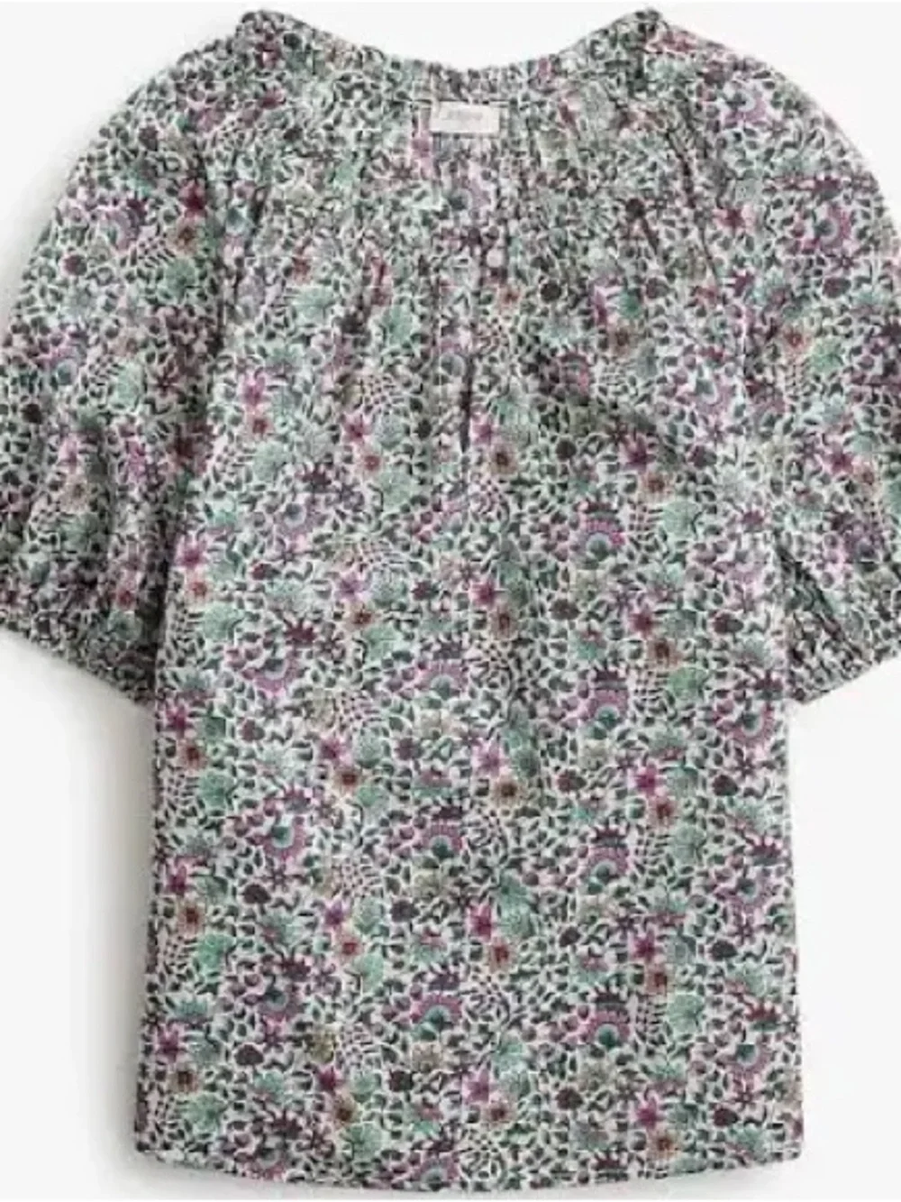 J.Crew Factory Printed Puff-sleeve Split-neck Top is made of 100% cotton xsmall